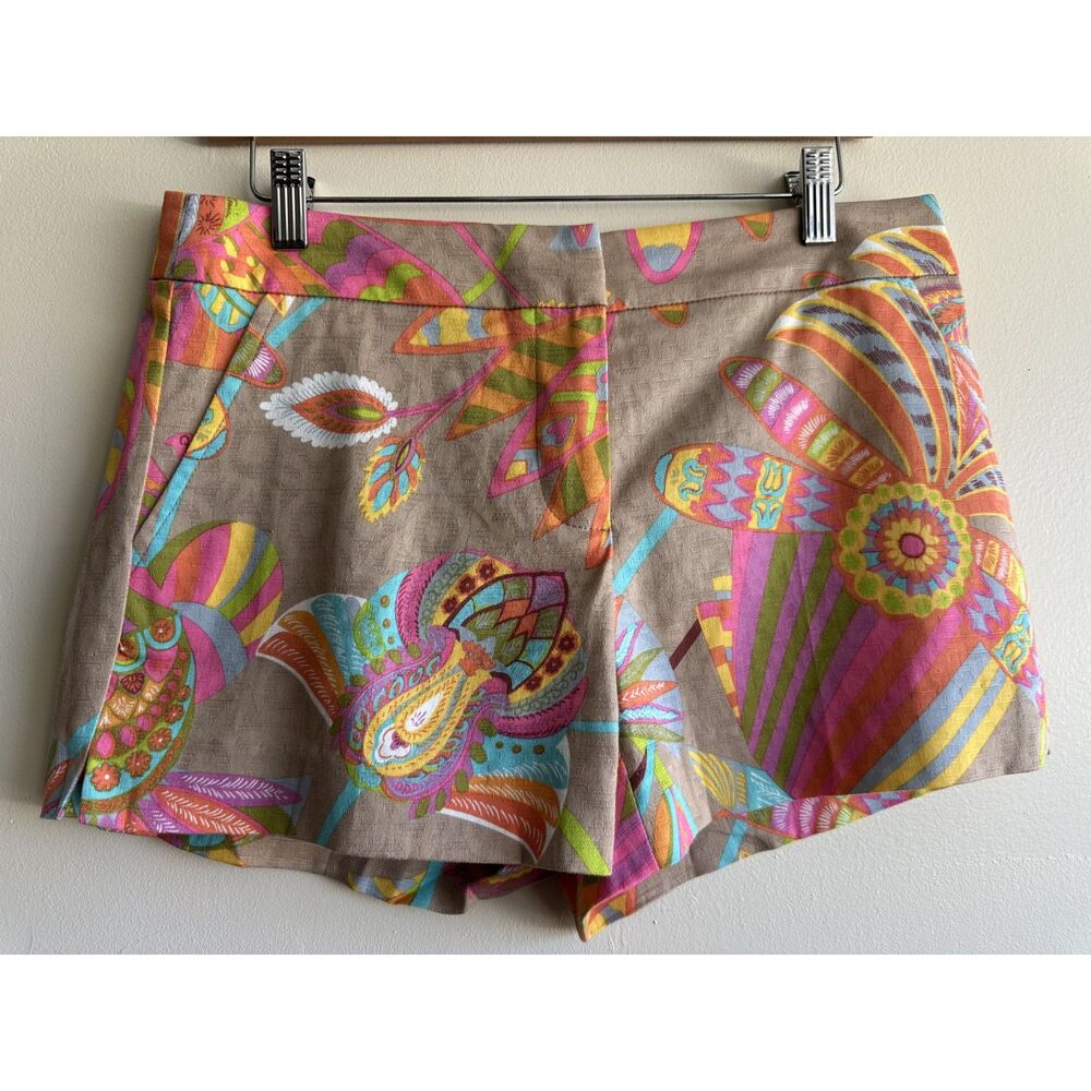 Trina Turk Corbin Shorts Size 4 Summer 2015 Tropical Floral Cotton Made in USA
